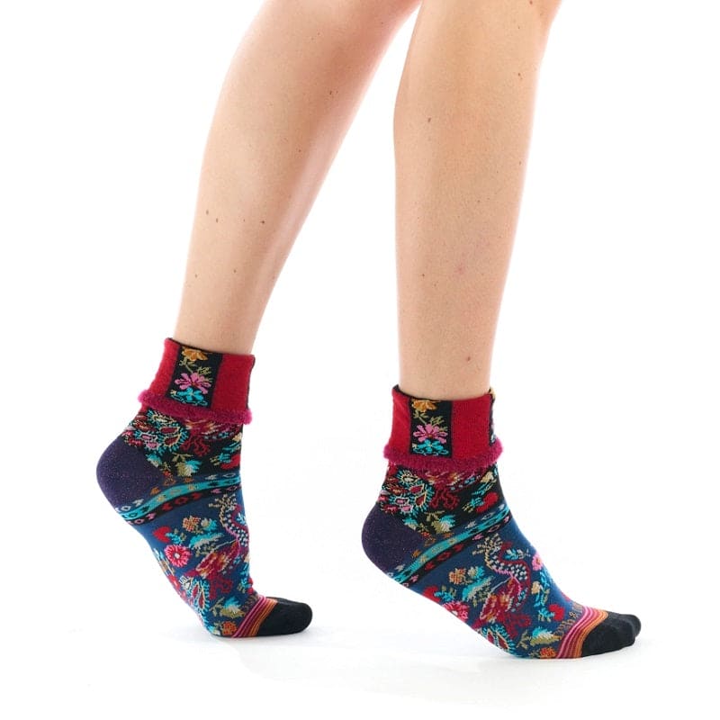 Twin Roads - Mexico Floral Turn Back Cuff Socks for Her