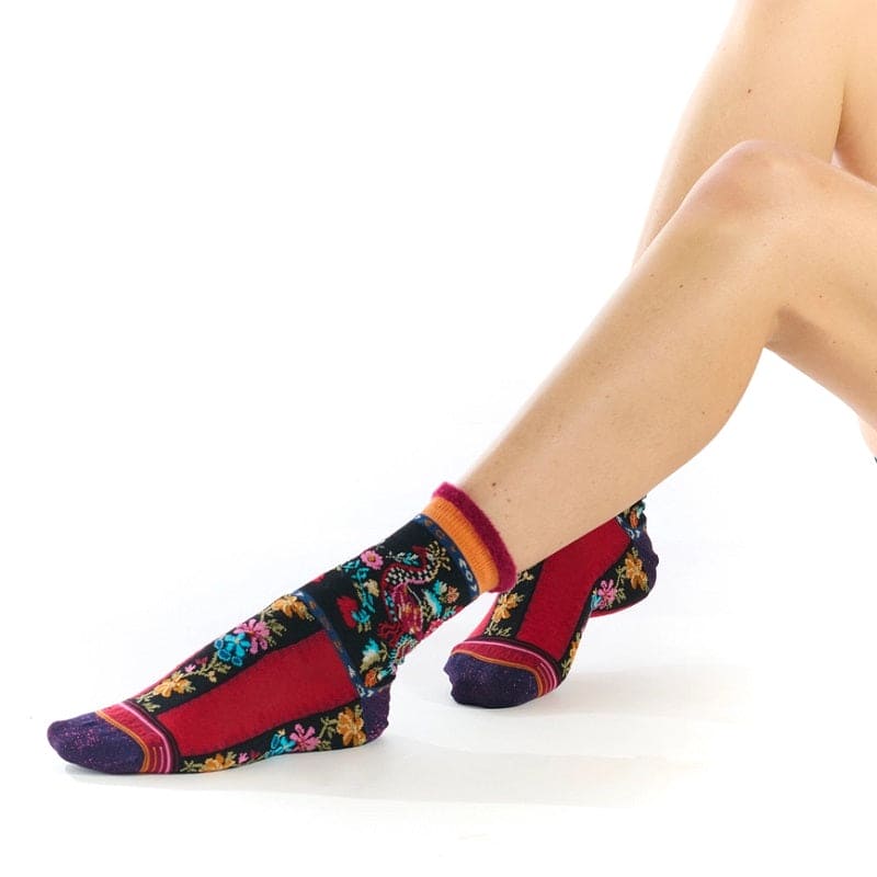 Twin Raods - Mexican Floral Frilled Crew Socks for Her