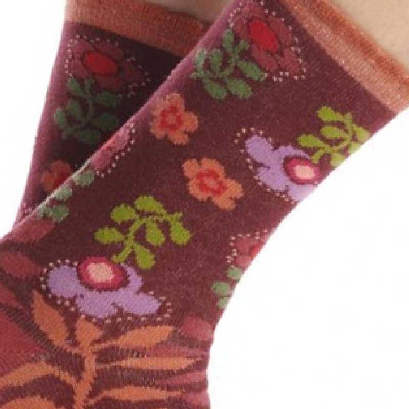 Red Floral Socks for Her