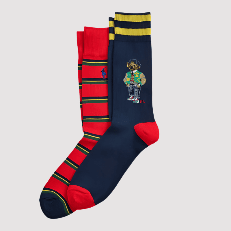 Heritage Icon Bear and Stripe Socks 2-Pack