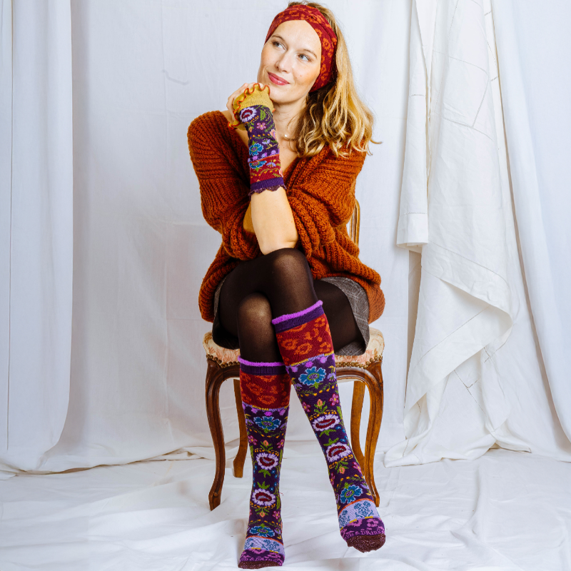 Carpathian Floral Knee High Socks for Her