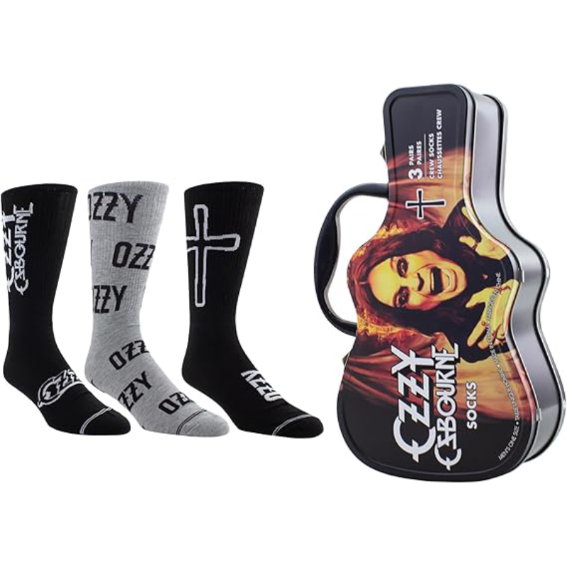 OZZY GUITAR TIN SOCK BOX, 3 PAIR