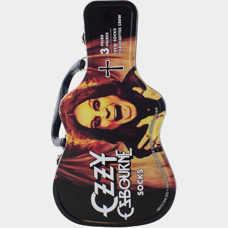 OZZY GUITAR TIN SOCK BOX, 3 PAIR
