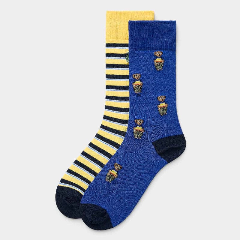 Polo Bear and Yellow Stripe Trouser Sock 2-Pack