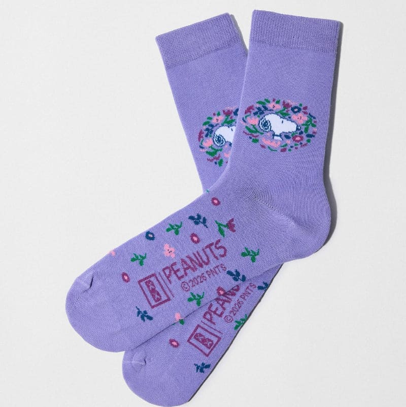 Snoopy  Mauve Blossoms Socks for Her