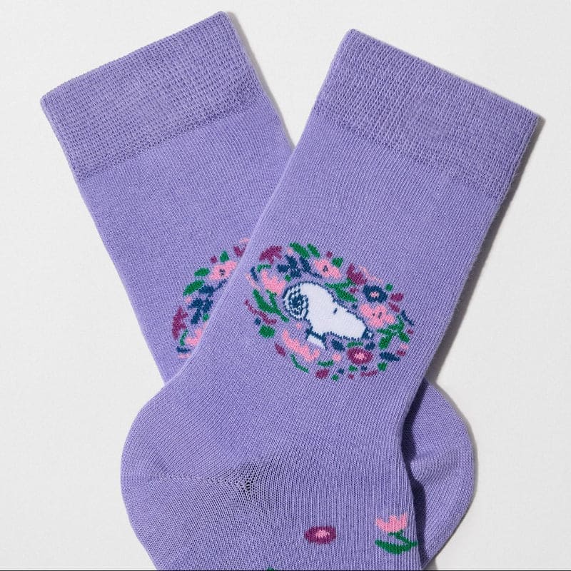 Snoopy  Mauve Blossoms Socks for Her