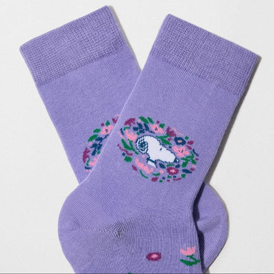 Snoopy  Mauve Blossoms Socks for Her