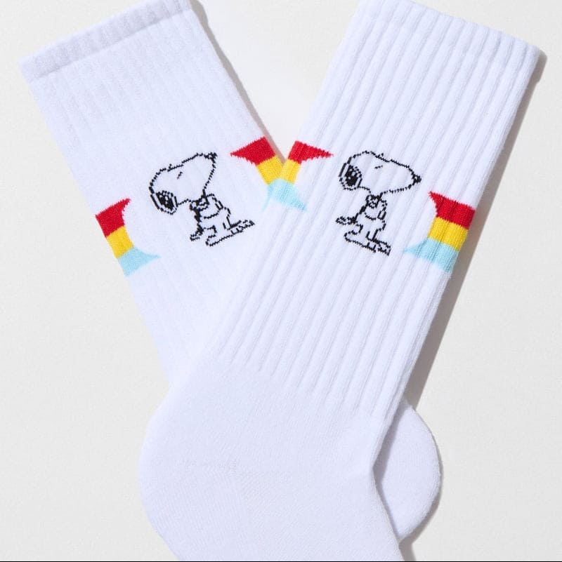Snoopy Rainbow Stripes Athletic Socks