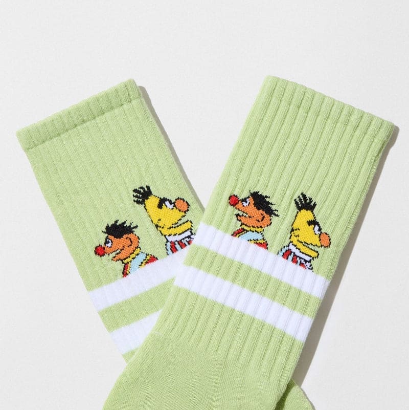 Sesame Street Green Athletic Bert & Ernie Sock
