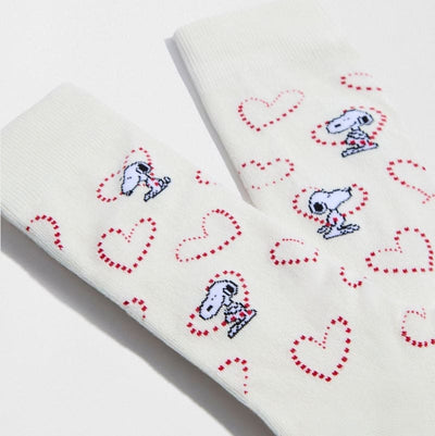Snoopy Off White Heart Socks for Her