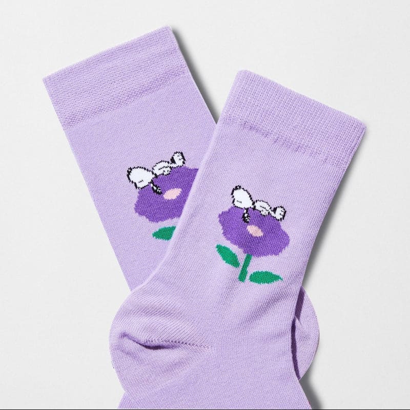 Snoopy Lilac Flower Socks for Her
