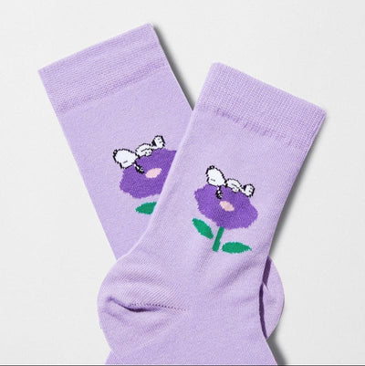 Snoopy Lilac Flower Socks for Her
