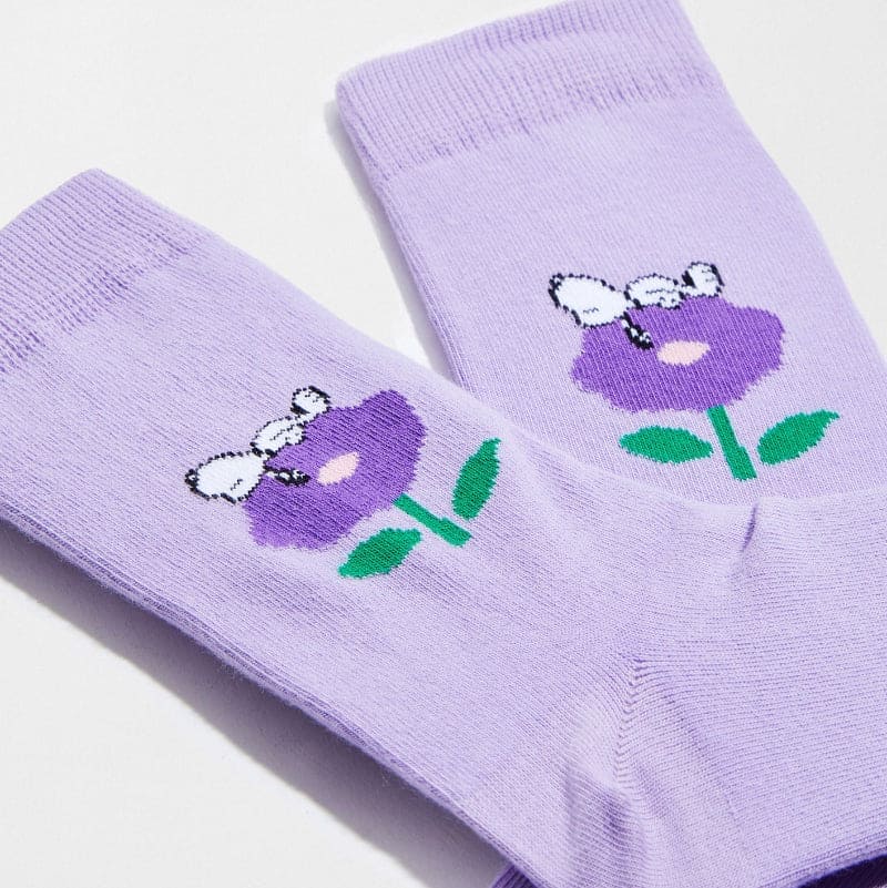 Snoopy Lilac Flower Socks for Her