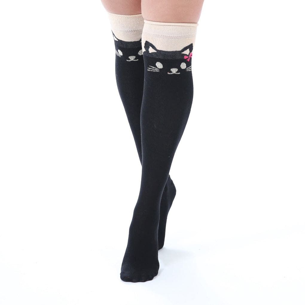 Twin Roads Socks - Cat Over The Knee Socks with Tail