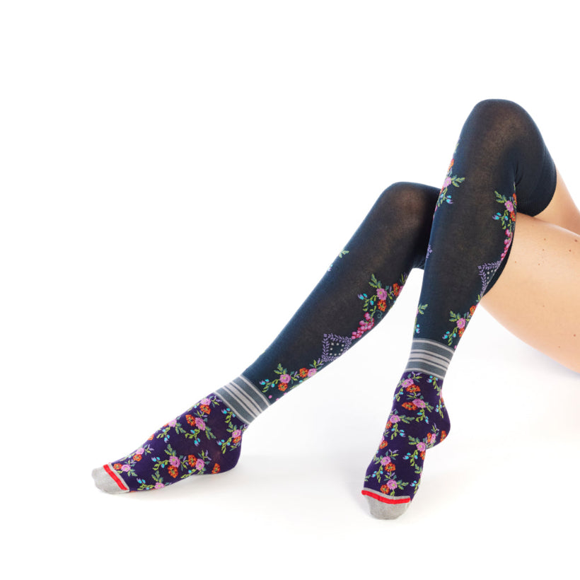 Bacchus Floral Over the Knee Socks for Her