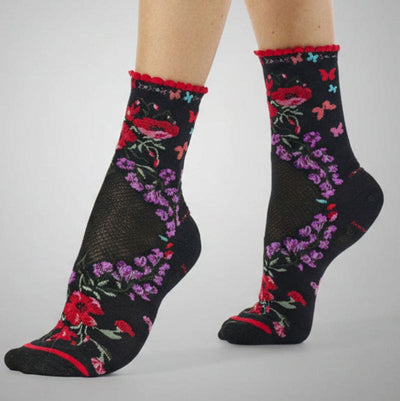 Poppy Floral Frilled Crew Socks for Her