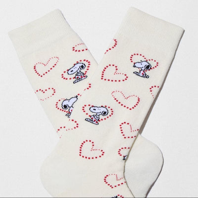 Snoopy  Off White Heart Socks for Her