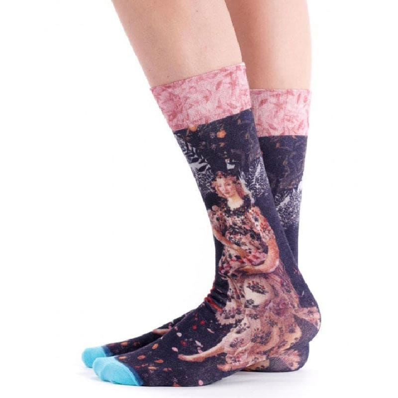 Primavera  Printed Crew Socks for Her