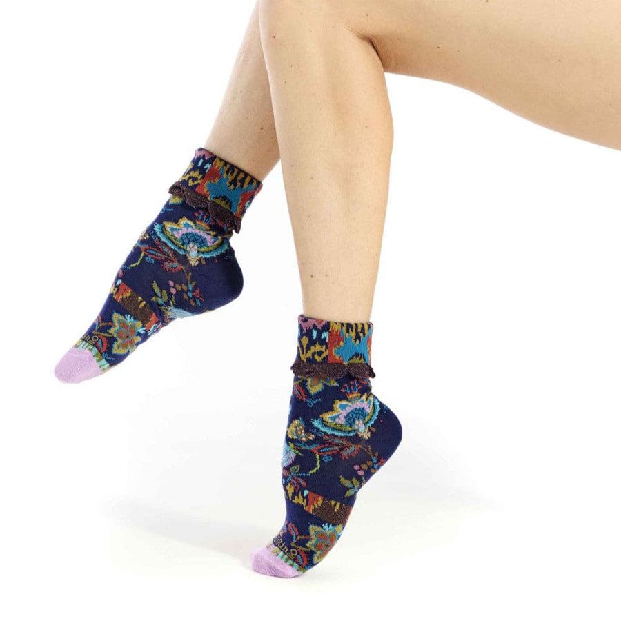 Pomegranate Turn Back Cuff Crew Socks for Her