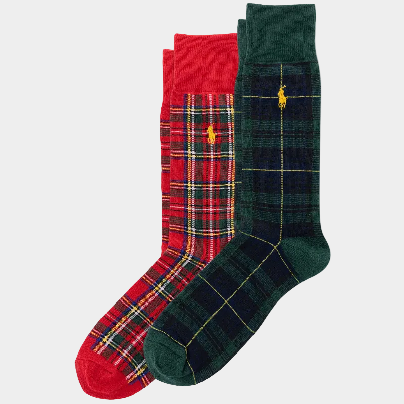Polo Plaid Cotton-Blend Trouser Sock 2-Pack.