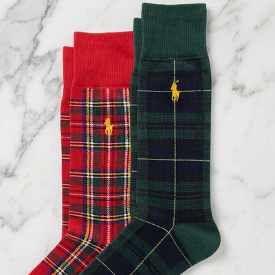 Polo Plaid Cotton-Blend Trouser Sock 2-Pack.