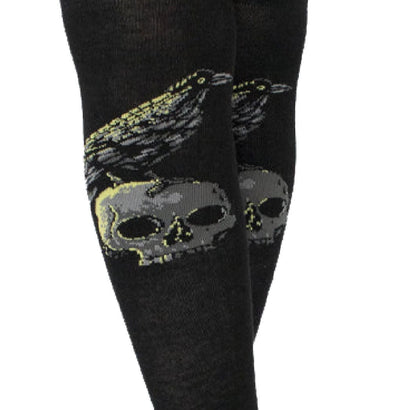 Twin Roads - Socks - Raven Skull Over The Knee Sock