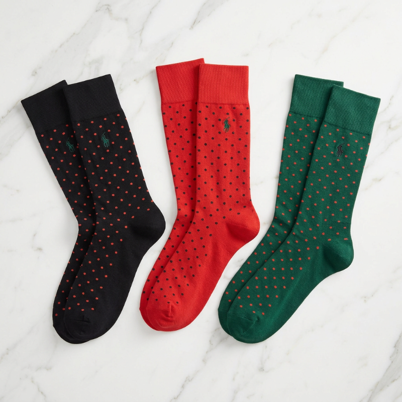 Polo Polka-Dot Trouser Sock 3-Pack Green Multi
