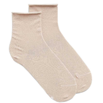Twin Roads - Roll-Top Pure Cotton Ecru Ankle Socks