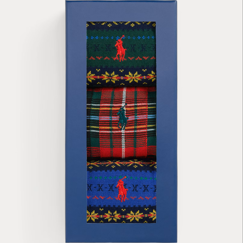 Fair Isles and Plaid 3-Sock Box Gift Set