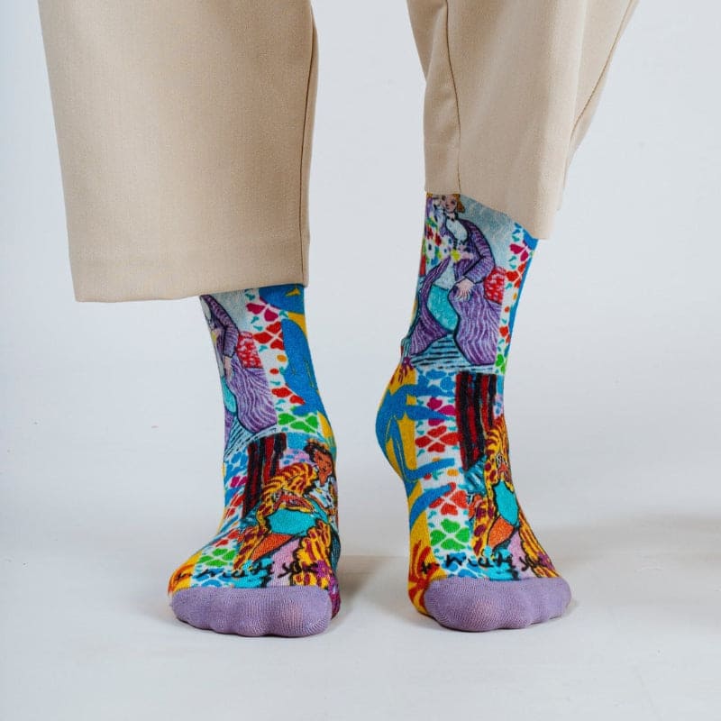 Femme au Manteau Printed Crew Socks for Her