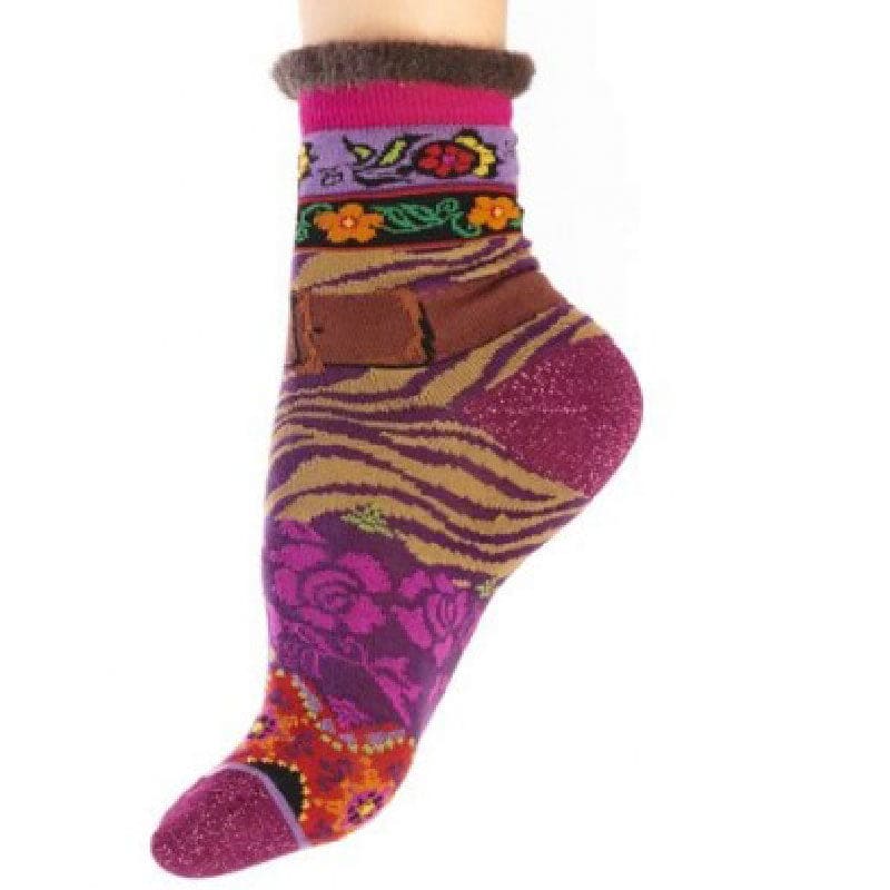 Belt Floral Frilled Crew Socks for Her