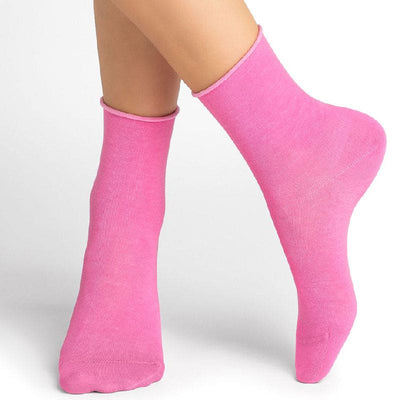 Twin Roads - Roll-Top Pure Cotton Pink Ankle Socks