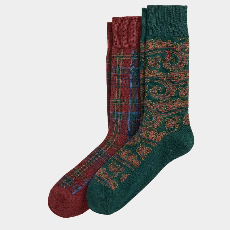 Polo Plaid & Paisley Trouser Sock 2-Pack