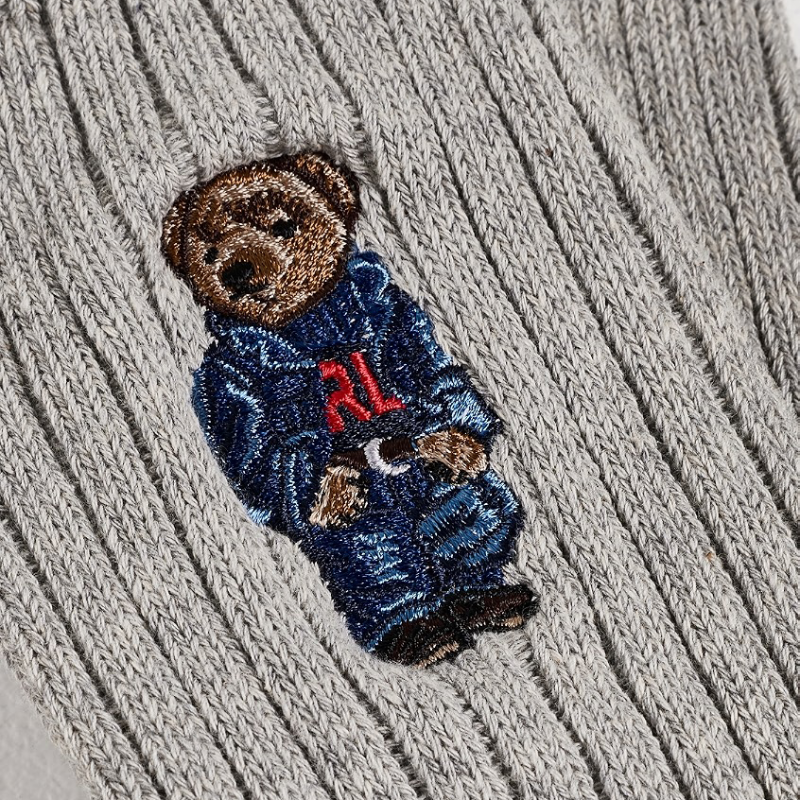 Embroidered Denim Bear Grey