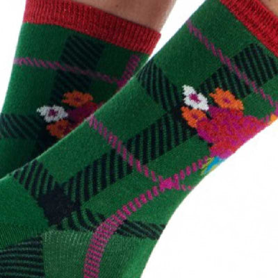 Twin Roads - Roses on Plaid Socks for Her