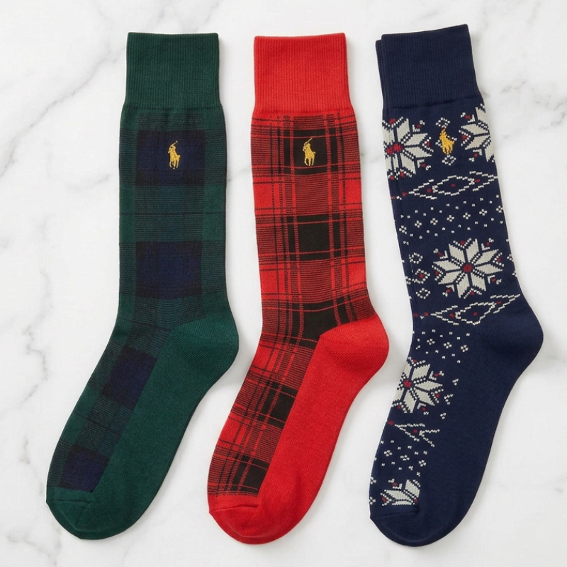 Polo Snowflake & Plaid Trouser Sock 3-Pack