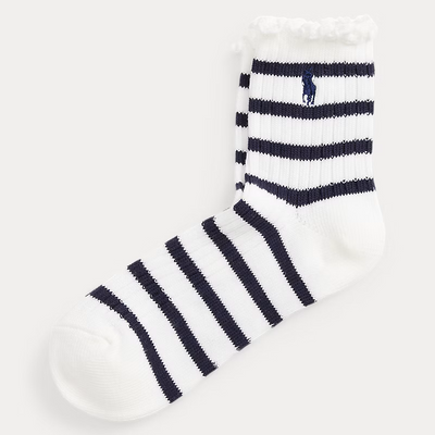 Striped Ruffled-Cuff Ankle Socks for Her