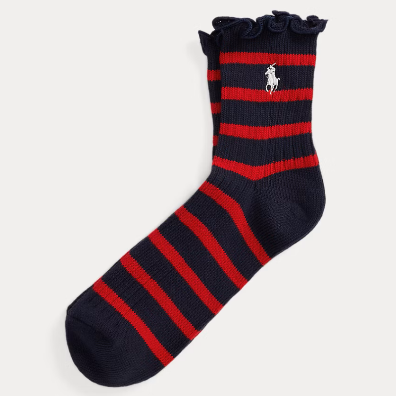 Striped Ruffled-Cuff Ankle Socks for Her