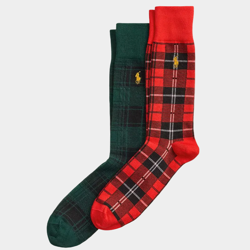 Polo Plaid Cotton-Blend Trouser Sock 2-Pack