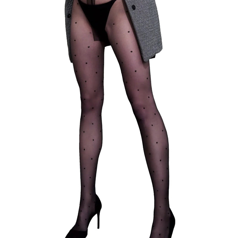 20 Denier Sheer Black Polka Dot Tights