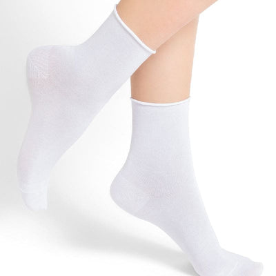 Twin Roads - Roll-Top Pure Cotton White Ankle Socks