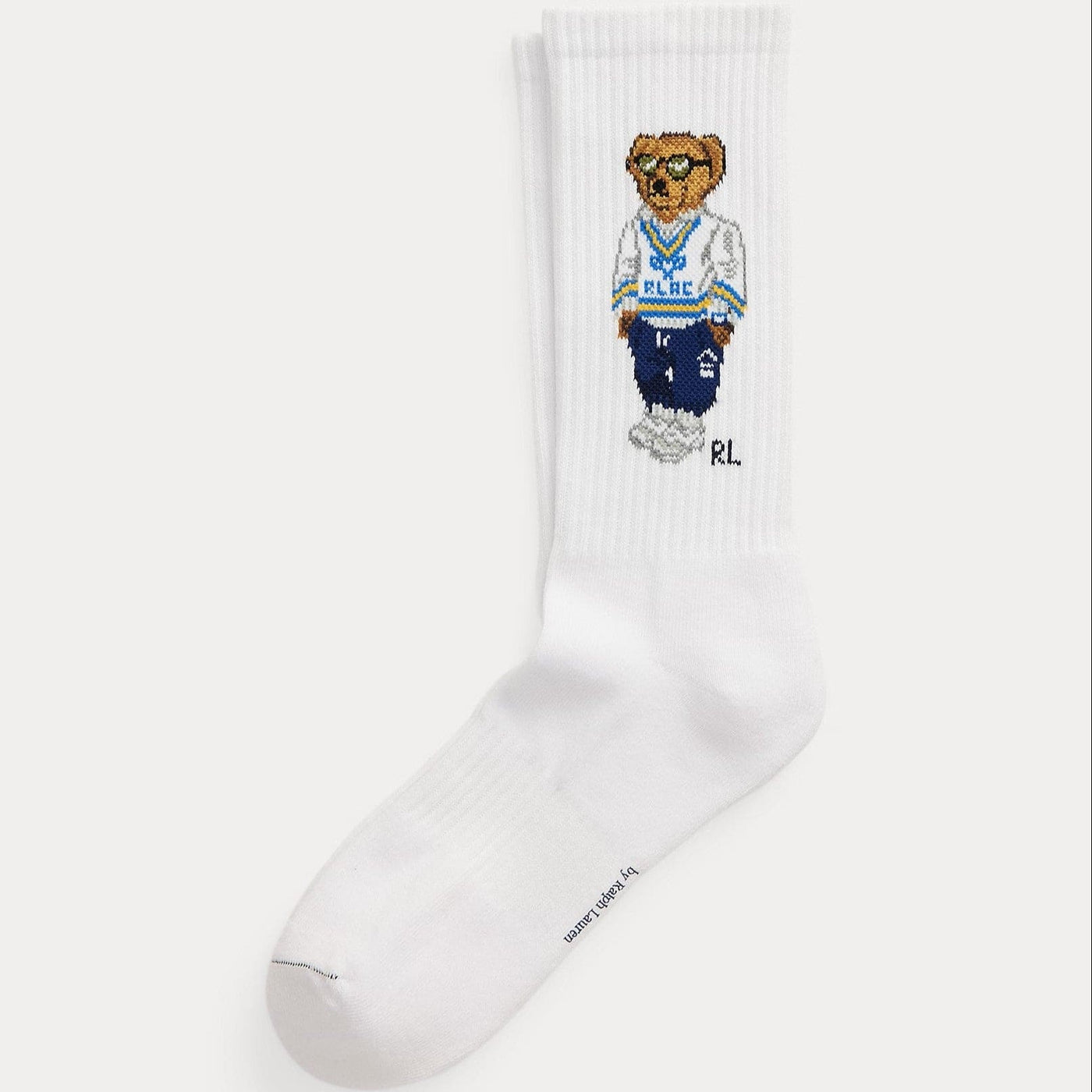 Polo Bear Cotton-Blend White Crew Socks