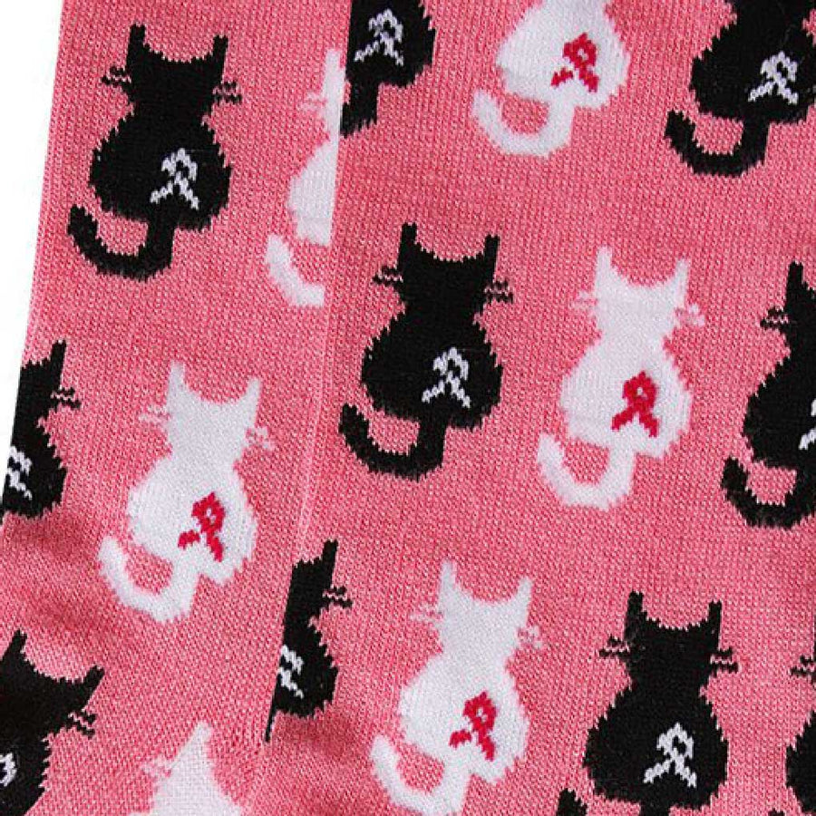 women's socks - breast awareness cats