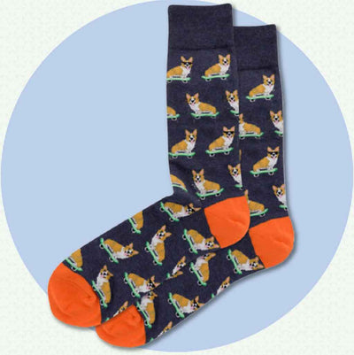 men's socks - Skateboarding Corgi