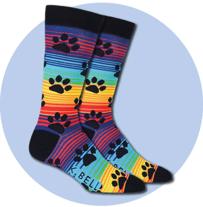 Rainbow Stripe Paw Prints Socks