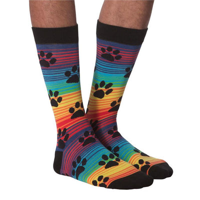 Rainbow Stripe Paw Prints Socks