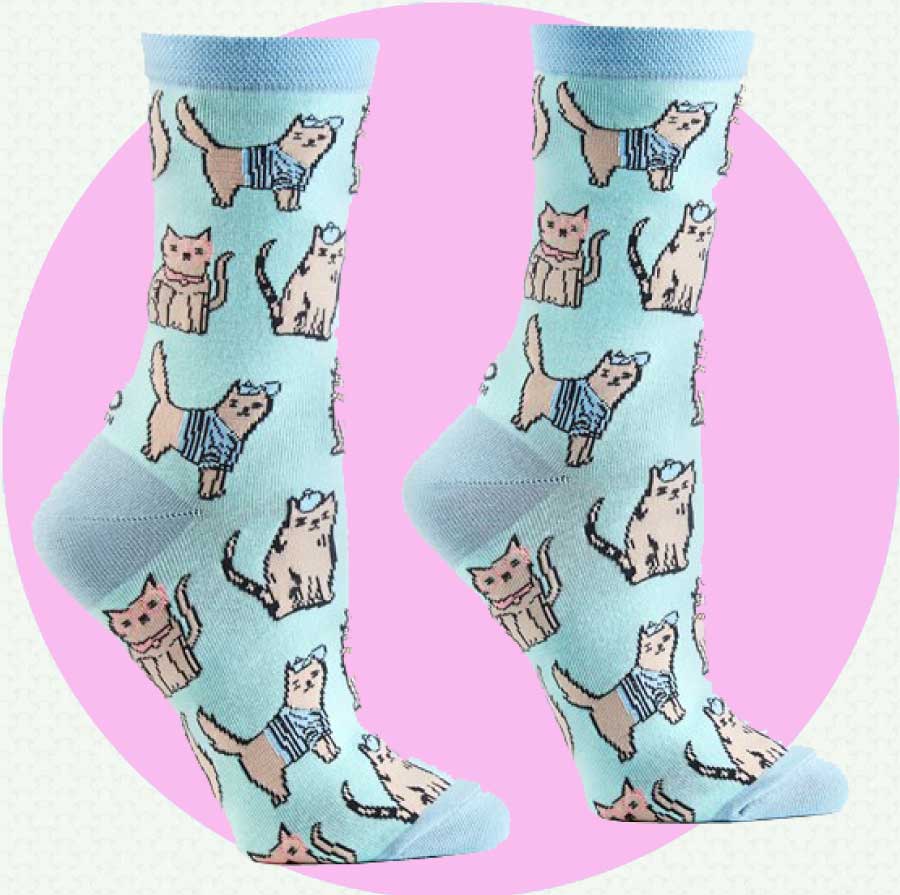 women's socks - cats blue